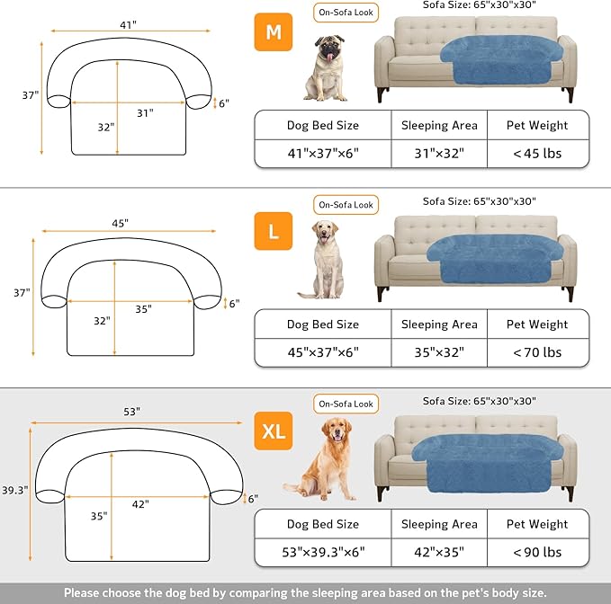 GGIB Calming Dog Bed Fluffy Plush Dog Mat for Furniture Protector with Removable Washable Cover for Large Medium Small Dogs and Cats (Extra Large (53x39.3x6), Navy)