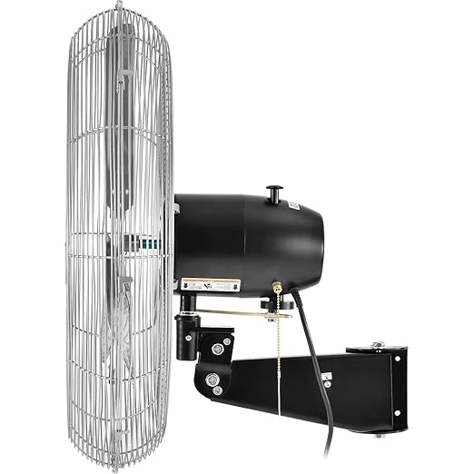 Global Industrial Deluxe Wall Mount Fan, 30" Diameter, Fixed and Oscillating Head, 3 Speed, 10,000 CFM at 1100 RPM, 1/2 HP, Tilting Head, For Indoor Use Only