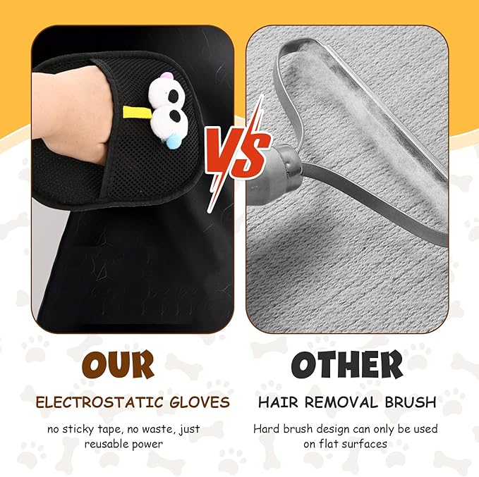 2 PCS Electrostatic Pet Hair Remover, Pet Hair Remover Tool for Cats & Dogs, Cleaning Gloves for Carpet, Couch, Furniture, Car Seat, Double-Sided, Reusable, Washable