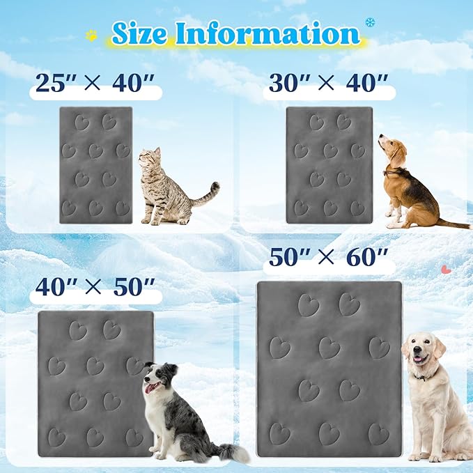 Cooling Blanket for Dogs, Lightweight & Durable Dog Cooling Mat, Q-MAX>0.45 Soft Breathable Pets Comforter for Couch, Bed & Car Essential - Dark Grey 40x50 Inches