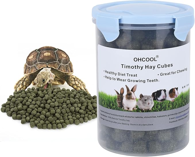 Timothy Hay Cubes 90 oz (9 * 10 oz) with Small Size - Timothy Grass Pellets for Tortoises Rabbits Guinea Pig Chinchilla