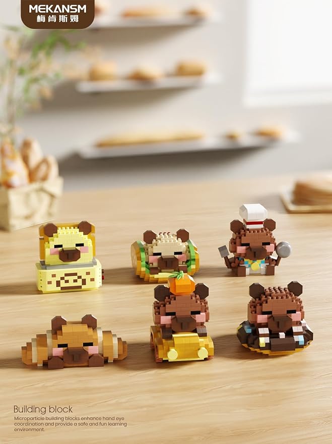 Gold Medal Baking Cute Capybara Baking Bread Series Mini Building Toy Kawaii Animals Set Micro Adorable Pet Buildings Small Bricks Gifts Toys