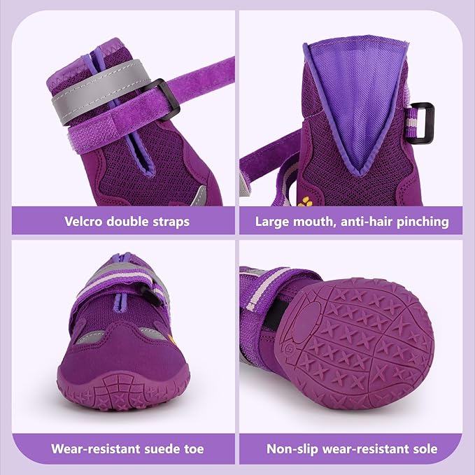 Dog Shoes for Large Medium Small Dog, Mesh Breathable Dog Shoes for Hot Pavement, Anti-Slip Dogs Boots Paw Protectors with Reflective for Outdoor Walking Indoor Hardfloors (Size 8)