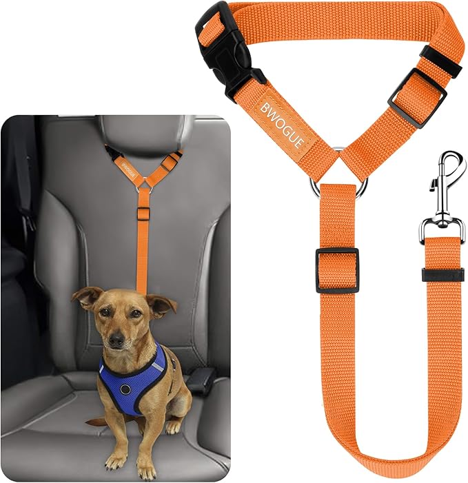BWOGUE Pet Dog Cat Seat Belts, Car Headrest Restraint Adjustable Safety Leads Vehicle Seatbelt Harness (1 Pack)