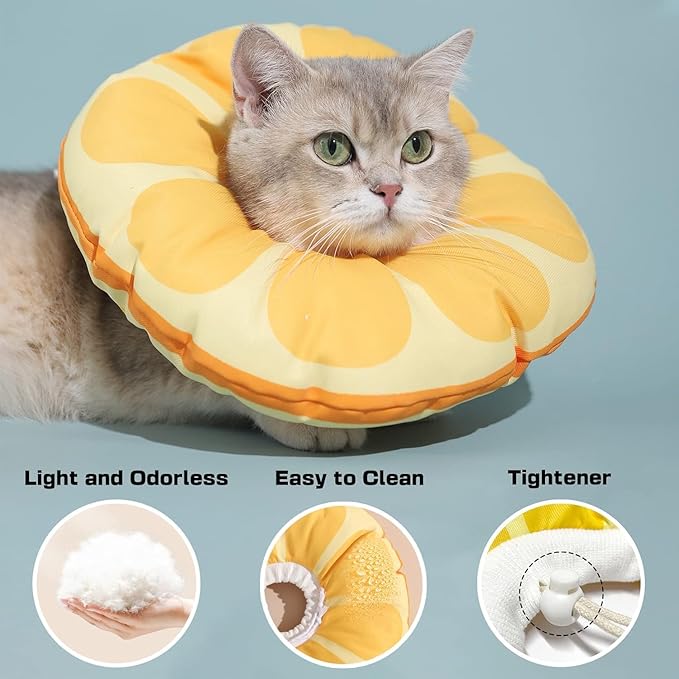 Cat Cone Collar Soft Kitten Donut, Cat Cones to Stop Licking After Surgery and Scratching, Waterproof Elizabethan e Collar for Cats After Neuter, Adjustable Comfy Neck Cone Pillow for Kitty
