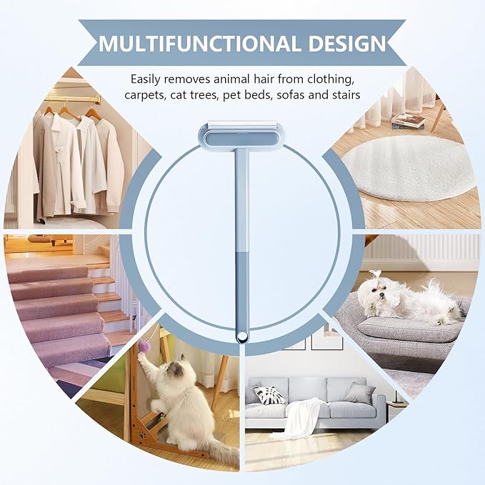 Reusable Pet Hair Remover Brush Multifunctional Long Handle 2025 New 4 in1 Cat and Dog Hair Removal for Couch Washable Lint Cleaner for Dog and Cat Hair, Gentle on Furniture