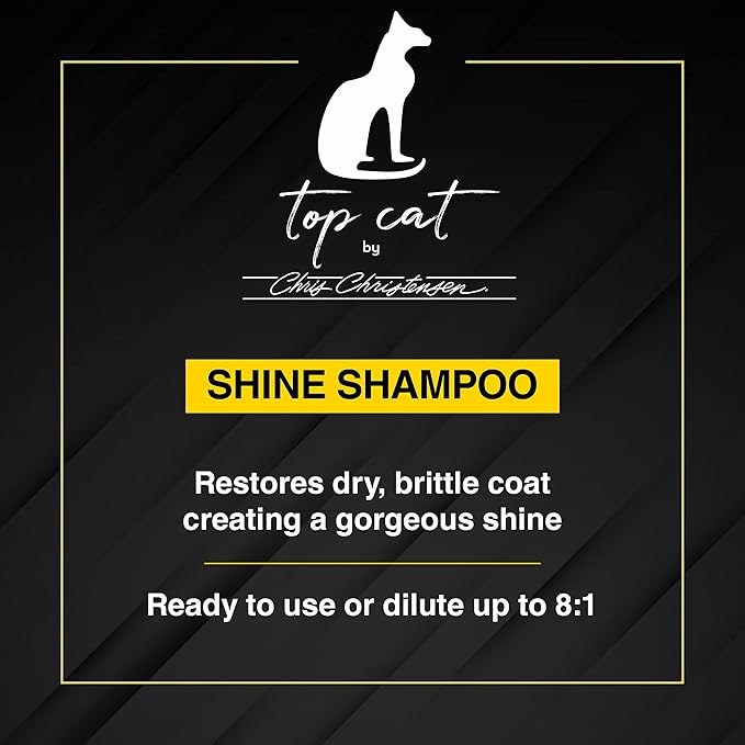 Chris Christensen Top Cat Shine Shampoo for Cats, Groom Like a Professional, Restores Dry & Brittle Coat, Creates a Gorgeous Shine, Made in USA, 32 oz