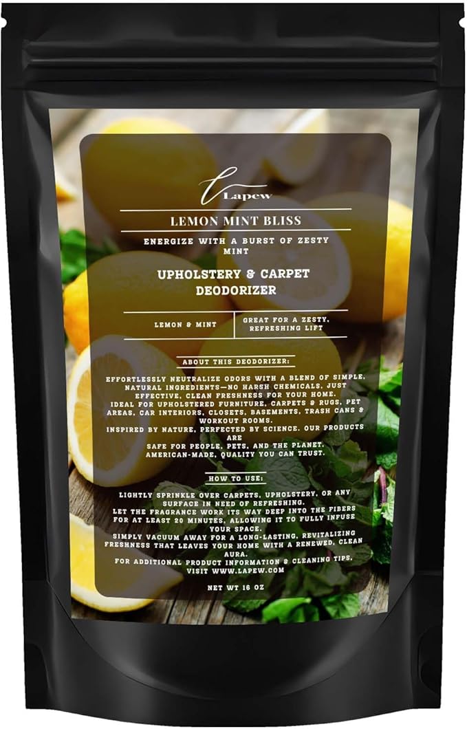 Lemon Mint Bliss Carpet Freshener Powder: Powerful Odor Eliminator for Home, Upholstery Deodorizer, Carpet Deodorizer, Pet Urine, Cat Litter Box - Lemon Mint Bliss Fragrance