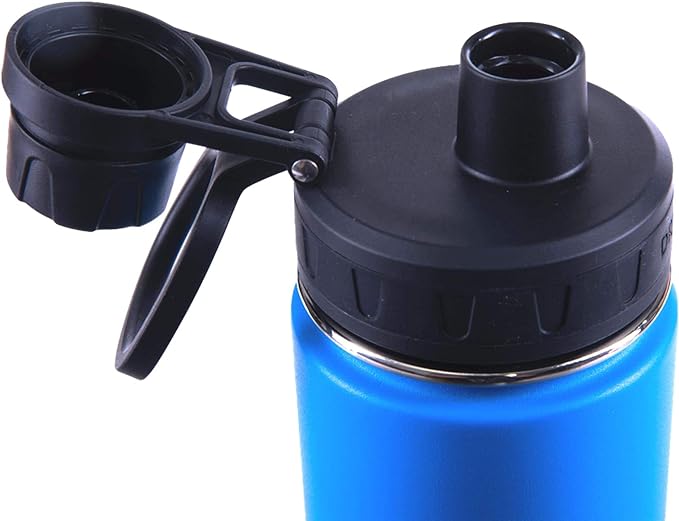DRINCO Stainless Steel Water Bottle Spout Lid Vacuum Insulated Double Wall Water Bottle Wide Mouth (40oz 32oz 22oz 18oz 14oz) Leak Proof Keeps Cold or Hot (22 oz, 22oz Royal Blue)