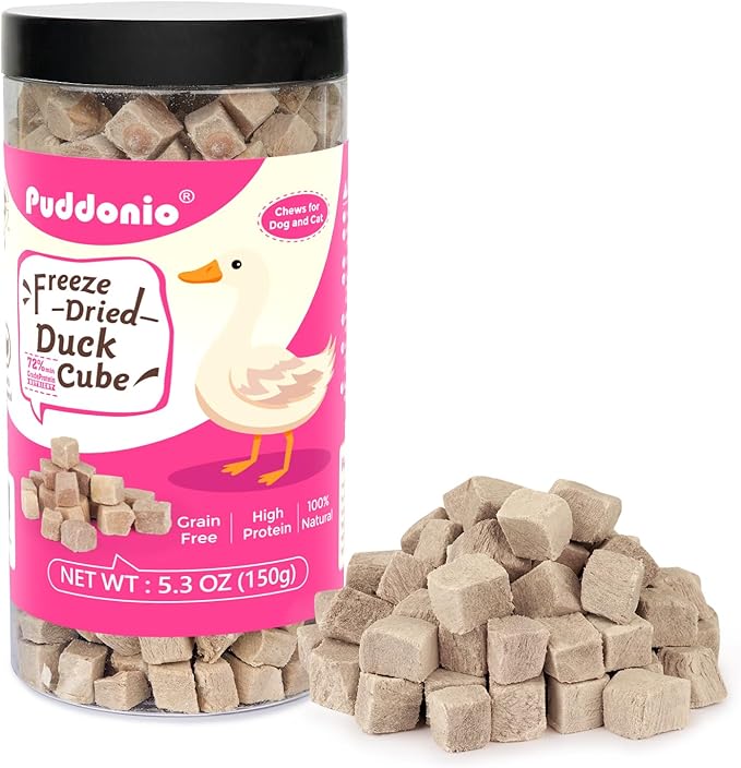 Freeze Dried Cats & Dogs Raw Treats, All Natural Single Ingredient Duck Breast, High Protein Healthy Pet Training Treats or Food Topper, 5.3 oz