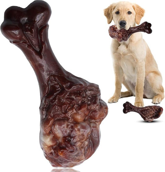 Dog Chew Toys for Aggressive Chewers, Indestructible Dog Toy for for Medium/Large Breed, Tough Nylon Teething Bone Toy to Keep Them Busy,Bacon and Real Beef Flavor (Bacon Flavor, 1 Pack)