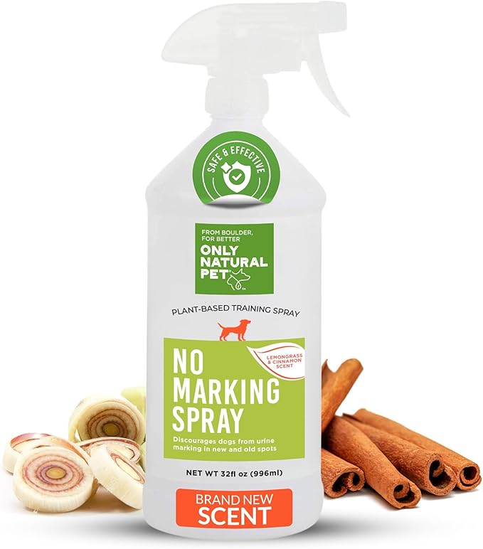 ONLY NATURAL PET No Marking Deterrent Spray for Dogs – Indoor Outdoor Urine Prevention - Stain & Odor Eliminator - Potty Pet Training Aid to Deter Peeing or Marking Carpet or Furniture – 32 Fl Oz