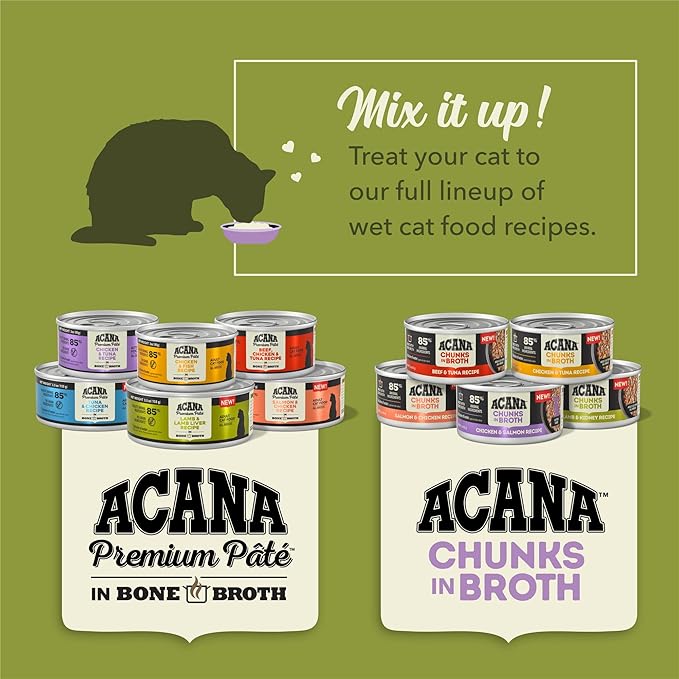 ACANA Chunks in Broth Wet Cat Food Chicken & Salmon Recipe for Kittens 3oz Cans (12 Count)