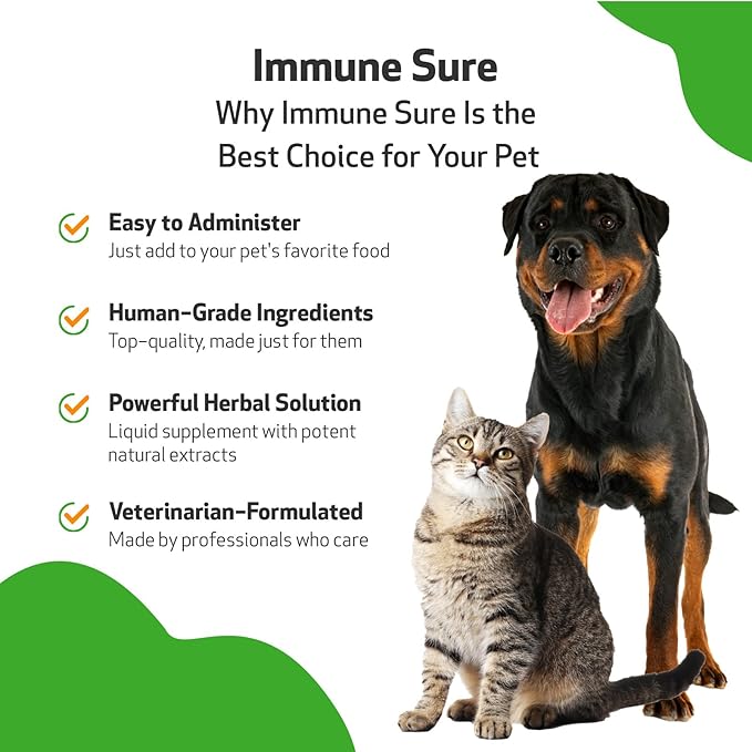 Pet Wellbeing Immune Sure for Dogs - Supports Normal Immune Defenses, Gut Flora Balance, Andrographis, Echinacea, Vitamin C, Zinc - Veterinarian-Formulated Herbal Supplement 4 oz (118 ml)