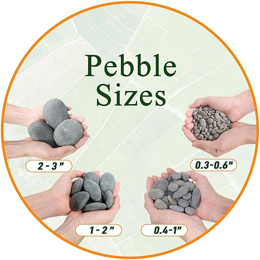 5 lbs Mexican Beach Pebbles, 2-3 Inch Decorative River Rocks for Fish Tank Aquarium Fountain, Decorative Pebbles for Garden Landscaping, Home Décor, Outdoor Paving Walkways Pathways Backyard