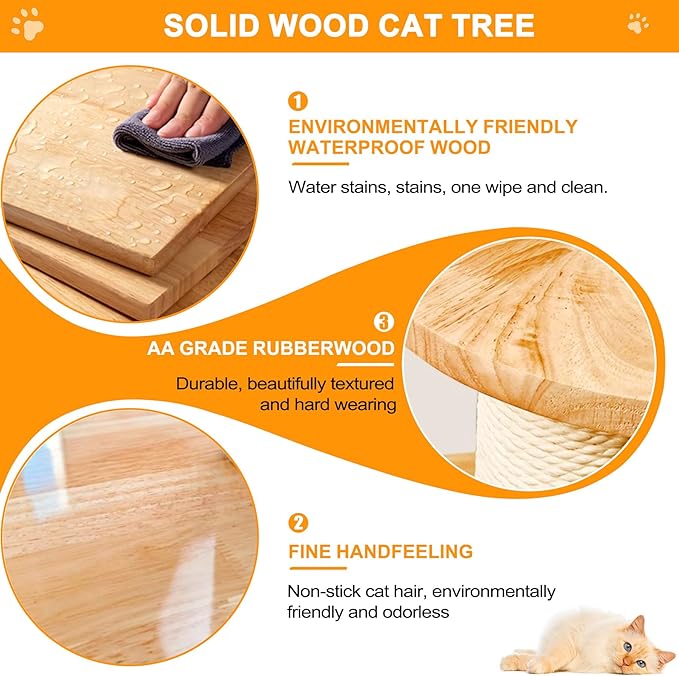 75 inch Cat Tree Tower for Indoor Cats Large Adult, Modern Big Cat Climbing Tower, Tall Cats Post, Corner Wood Cute Cat Condo with Sisal Scratching Posts