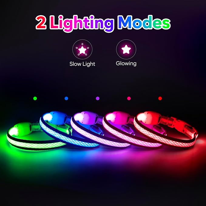 Flashseen LED Cat Collar,Light Up Dog Collar Rechargeable, Dog Lights for Night Walking, Comfortable Soft Mesh Pet Collar Adjustable for Cats Puppy and Small Dogs(Blue, XS)