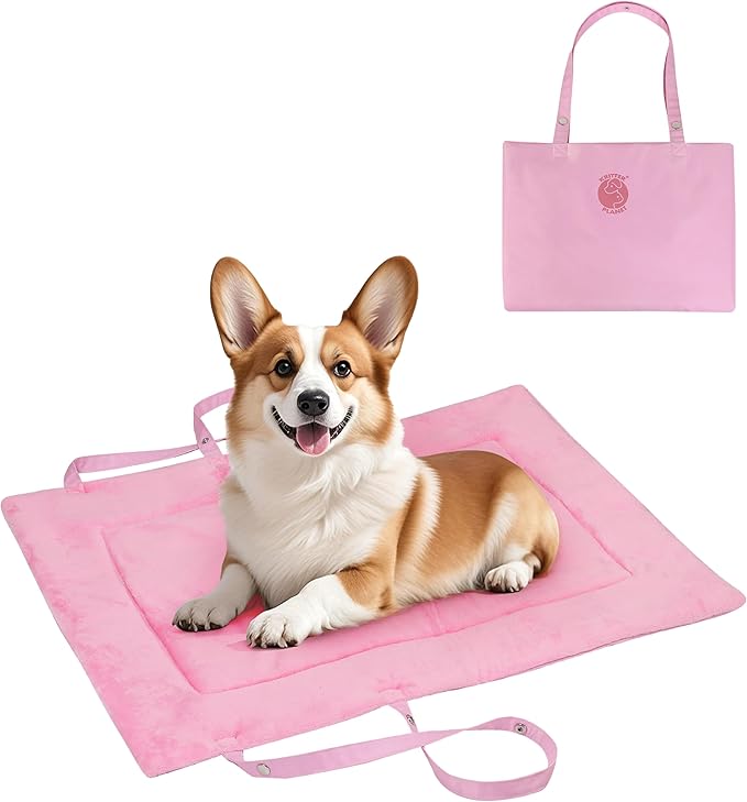 Kritter Planet Waterproof Foldable Dog Bed Pad for Camping & Travel, Portable Roll-Up Dog Bed Car Seat Pet Cushion Mat with Handles for Medium & Large Dogs, Indoor & Outdoor Use