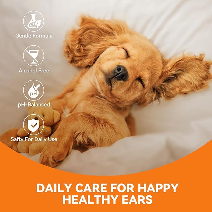Ear Cleaner for Dog & Cats, Dog Ear Drop and Infection Treatment, Dog Ear Cleaning Solution- Cleaning,Soothing, and Deodorizing Itchy Ears - 8oz