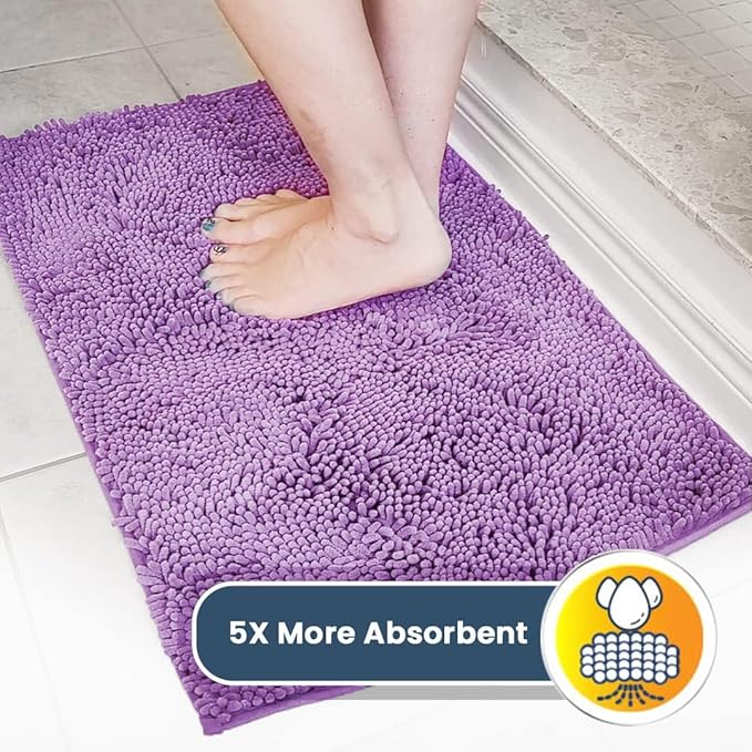 Muddy Mat® Shown on TV – Super Absorbent Door Mat Indoor, Microfiber Quick Dry Chenille Entryway Rug, Non-Slip Front Door Mat, Indoor Mats for Entryway, Machine Washable Pet Rug, Purple 24"x36"