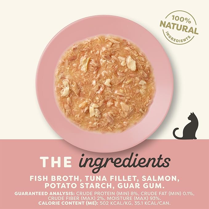 Applaws Natural Wet Cat Food in Gravy, Limited Ingredient Canned Wet Cat Food, No Additives, Made with Natural Ingredients, Tuna Fillet with Salmon in Gravy (24 x 2.47oz Cans)