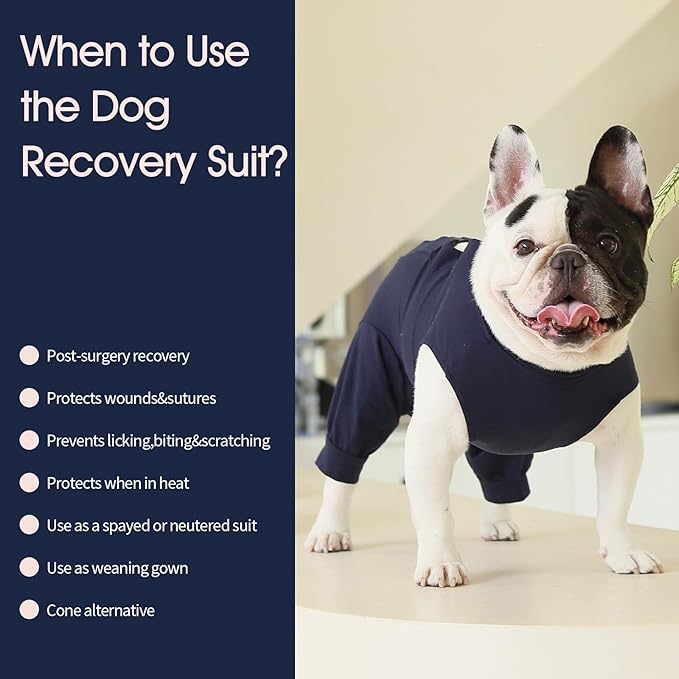 IECOii Pet Surgery Recovery Suit,Breathable Dog Bodysuit E-Collar & Cone Alternative Surgical Suit After Spayed/Neutered Wear,Recovery Suit for Dogs Male Female Sleeve to Prevent Licking,XL-Blue