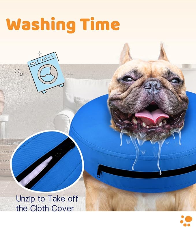 Supet Inflatable Dog Cone Collar Alternative After Surgery, Doggie Neck Donut Collar Recovery ECollar for Post Surgery, Soft Dog Cone for Small Medium Puppies Cats