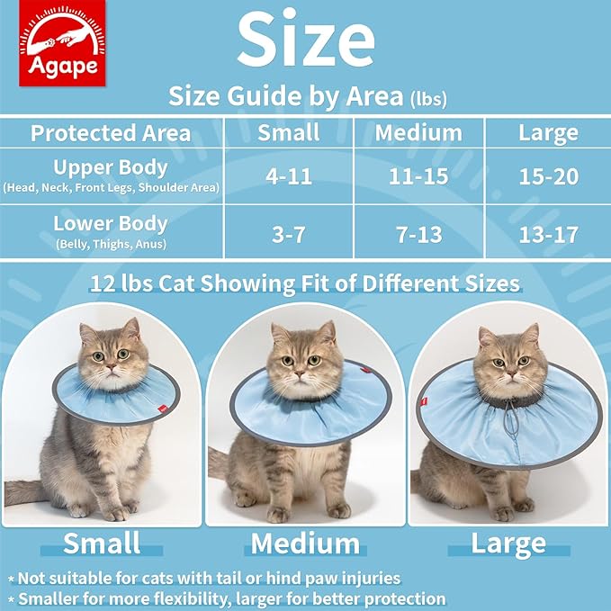 Agape Soft Cat Cone, Lightweight Recovery Collar for Cats to Stop Licking and Scratching After Surgery, Comfy Kitten Cone for Wound Care, Cute E Collar Alternative for Small, Medium, and Large Cats