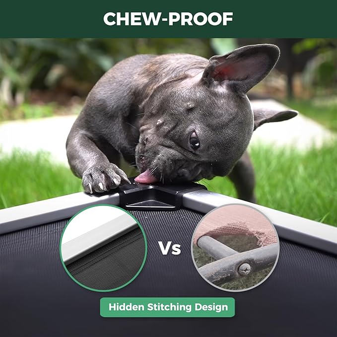 FXW TitanNest Chew-Proof Elevated Dog Bed, Raised Cot for Indoor/Outdoor/Camping Use, Durable & Waterproof Cooling Pet Bed for Extra Large Dogs, 56.0" L x 31.0" W x 7.3" H, Black