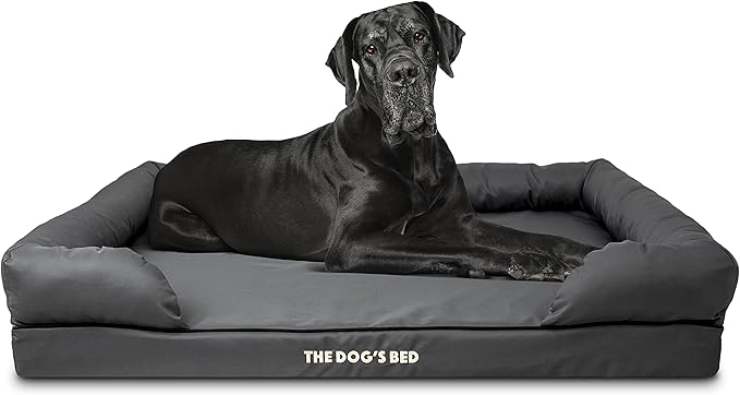 The Dog’s Bed, Dog Bed XXL Grey 51.5x39, Memory Foam, Pain Relief: Arthritis, Hip & Elbow Dysplasia, Post Surgery, Lameness, Supportive, Calming, Waterproof Washable Cover, Veterinary Approved