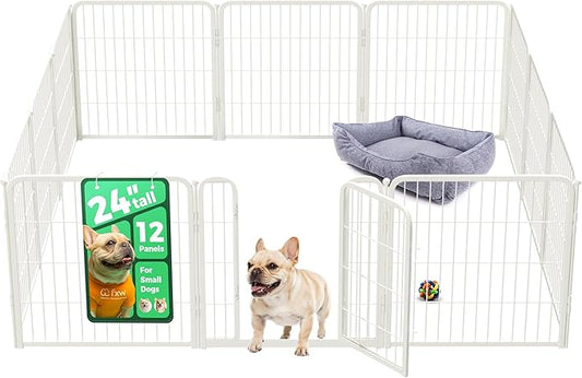 FXW Homeplus Unleashed Indoor Dog Playpen - Stress-Free and Safe Play, Heavy Duty 24 Inch 12 Wire Panels Dog Pen for Puppy and Small Dogs, White│Patented