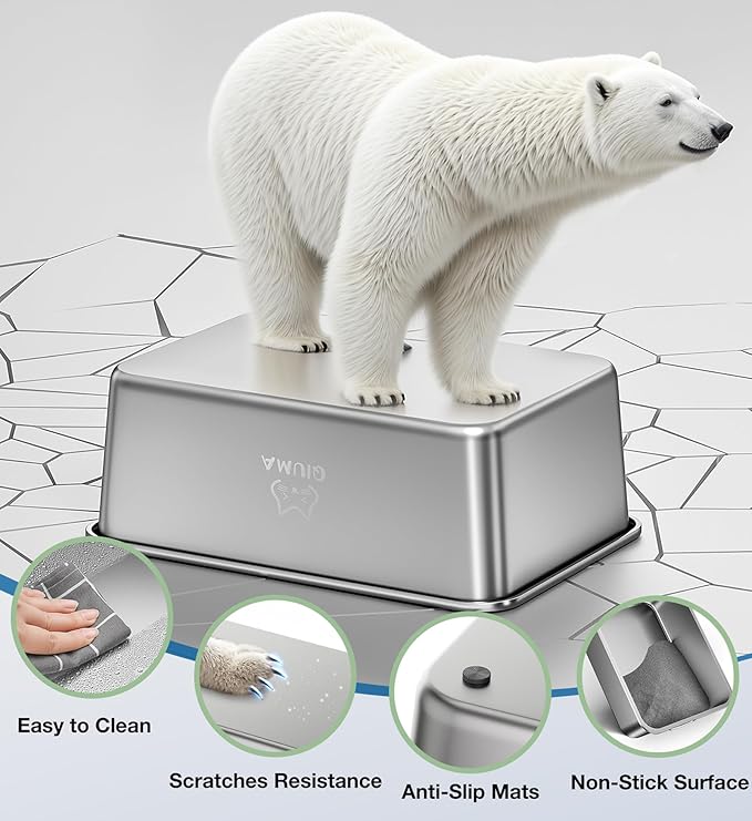 Extra Large Stainless Steel Cat Litter Box, 27.5" L×19.6" W×3.9" H, XXL Metal Kitty Litter Pan with High Sides, Odor-Free, Non-Stick, Easy to Clean, Ideal for Big Cats & Multi-Cat