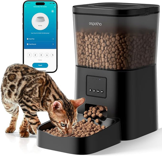 Espelho Automatic Cat Feeders WiFi: Food Dispenser with App Control 2.4Ghz WiFi- Smart Timed Cats Feeder with Voice Recorder| 4L Auto Pet Feeder for Cat and Small Dog- Up to 10 Meals per Day