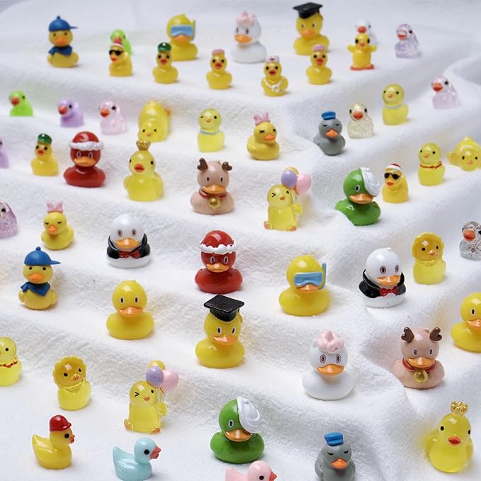 36 Types Multicolor Mini Resin Ducks, Plastic Tiny Ducks to Hide Prank, Little Ducks Mini Figures for Fairy Garden, Dollhouse,Terrariums, Potted, Miniature Landscape Ornament
