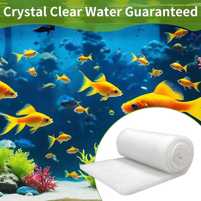 Aquarium Filter Floss for Fish Tank Filters -Micro Fine Multi-Layer Aquarium Filter Pad-Filter Media Roll for Crystal Clear Water Cut to Size 24"x36"x0.13"