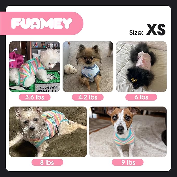 FUAMEY Dog Recovery Suit Male,Dogs Surgery Neuter Suits Puppy Spay Shirts for Female Protect Dog's Skin Anti Licking Abdominal Wounds Doggie Onesie Pet Bodysuit Alternative to Cone Black XS