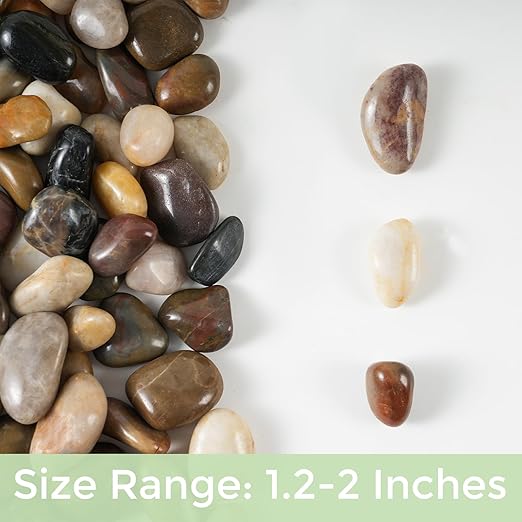 SIDONG 10 lbs Mixed River Rocks, 1.2-2 Inches Highly Polished Pebbles for Indoor Plants, Aquarium Rocks Used in Fish Tank, Decorative Stones for Plants, Vases, Home Décor, Crafting, Garden Landscaping