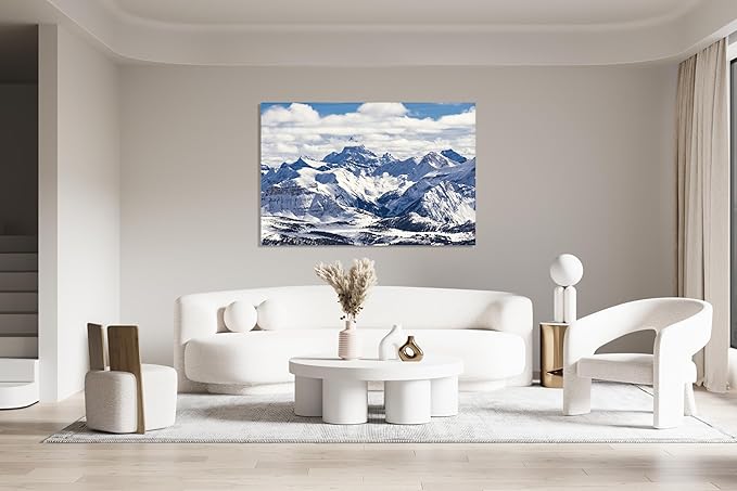 Nature Wall Art Prints - Ocean Forest Mountain Lake Canvas Landscapes - Small to Extra Large Living Room Bedroom Kitchen Bathroom Décor (Snowy Mountains Landscape, 31L" x 47W")