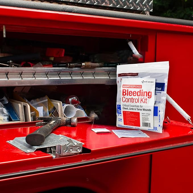 First Aid Only 91137 Critical Essentials Bleeding Control Kit for Chest, Limb & Torso Wounds, 10 Pieces