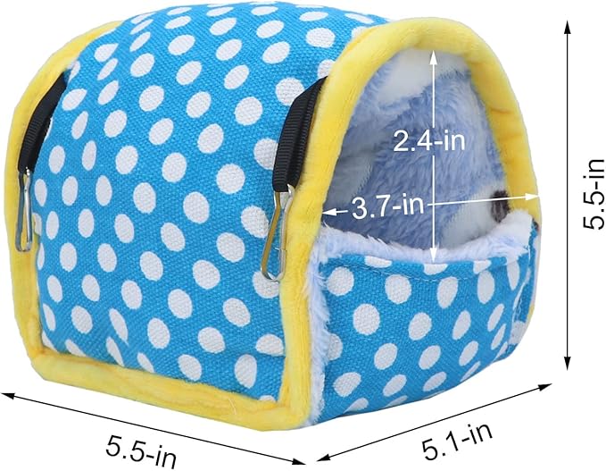 Wontee Hamster Bed Hideout Sugar Glider Hammock Small Animal Warm Bed House for Hamsters Hedgehogs Sugar Glider Gerbils Mice (Medium, Blue)