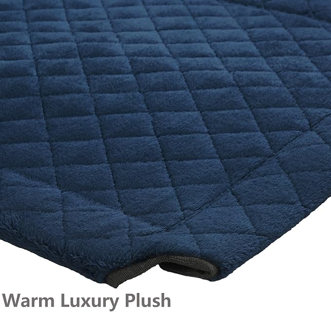 Veehoo Soft Plush Elevated Dog Bed, Raised with Heavy Duty Frame, Non-Slip Silicon Feet, Washable & Breathable Pet Cot for Indoor/Outdoor Use, 35" x 22", Navy Blue, CWC2432A