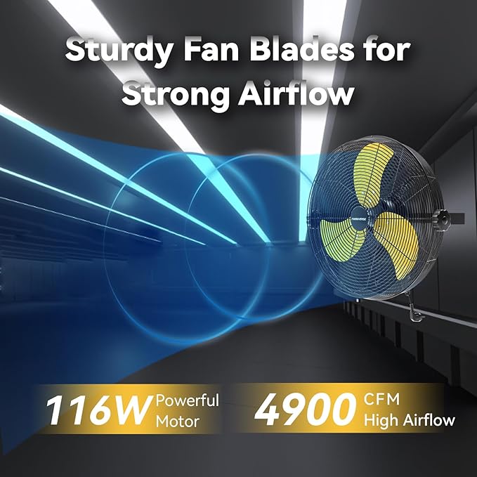 18 Inch Wall Fan Pro Series - 4900 CFM 3 Speed High Velocity Industrial Wall Mount Fans for Commercial, Residential, Warehouse, Covered Patio, Shop, Garage, Barn, Gazebo UL Safety Listed