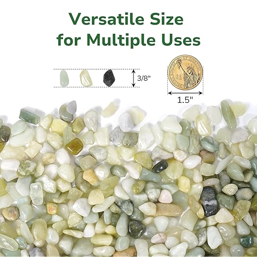 GreatBuddy 2.5-lb Decorative Rocks for Indoor Plants, 3/8" Jade Pebbles for Planters, Gravel for Succulent, Vases, Bamboo, Garden Landscaping, Crafts, Aquariums, Natural Polished