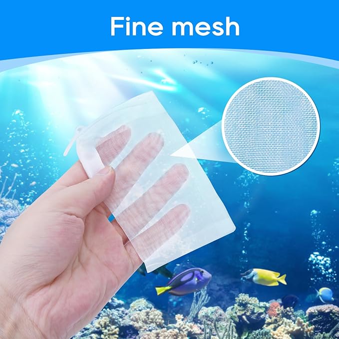 15PCS Media Bags for Aquarium, Extra Fine Mesh Bag Reusable Nylon Net Aquarium Filter Bags with Plastic Zipper for Extra Fine Resins Filter, 2.4 x 4 Inch