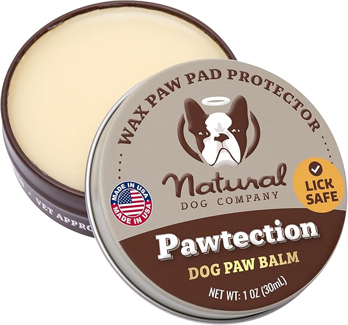 Natural Dog Company PawTection Balm for Dogs, Dog Paw Protector, Moisturizing Dog Paw Balm for Dry, Cracked Pad, Protects Paw from Extreme Weather, Paw Lotion for Allergies & Itching (1 oz Tin)