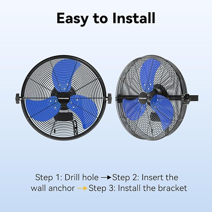 14 Inch Wall Fan Pro Series - Waterproof Motor High Velocity Wall Mount Fans for Commercial, Residential, Warehouse, Covered Patio, Shop, Garage, Barn 3 Speed 3000 CFM UL Safety Listed
