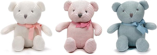 100% Organic Cotton Baby Teddy Bears Bulk for Baby Shower 6.5" (3pcs/Set)