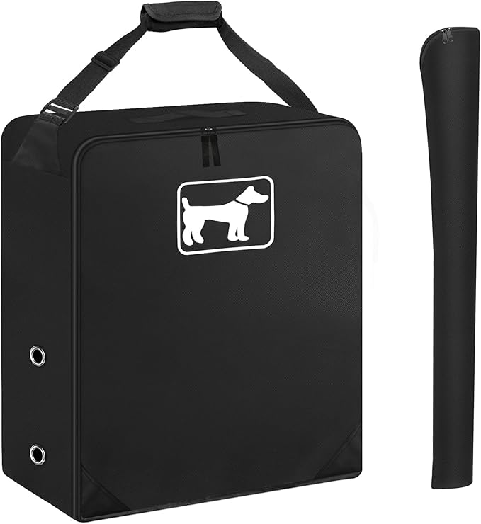 SIRUITON Dog Playpen Storage Bag Fits 24" H 8 Panels and 9 Stakes Suitable for Foldable Exercise Pet Playpen, RV Dog Fence Travel Bag,with Reinforcing Plate & Shoulder