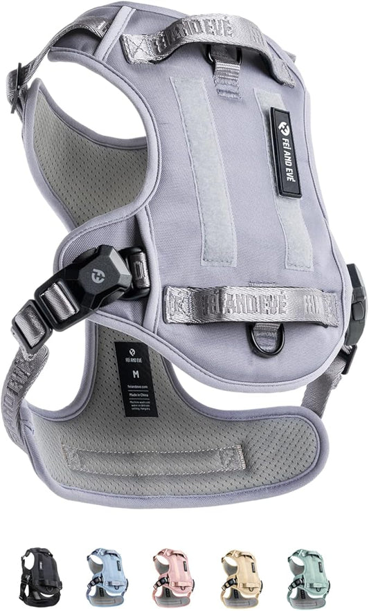 2025 New Edition, Fei & Eve MagEase Dog Harness - 3-Second Magnetic Buckles | 3-Point No-Pull Control | Heavy-Duty 900D Nylon | Dual Safety Handles | Breathable Mesh | Adjustable Fit | X-Large, Gray