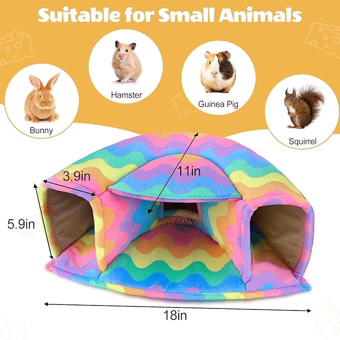 Unicorn Catcher Guinea Pig Hideout - Large Cozy Bed, Warm House, Washable Tunnel Accessories for Small Pets: Hamster, Chinchilla, Bunny